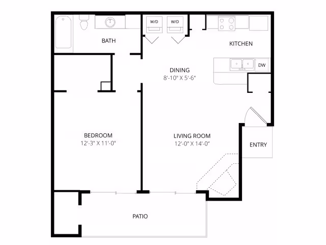 1 Bed • 1 Bath 3382 floor plan